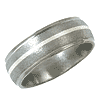 Titanium 8mm Stone Finish Wedding Band Sterling Silver Inlay