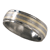 8mm Stone Titanium Band with 14kt Yellow Gold Inlays and Grooved Edges