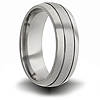 Titanium 8mm Domed Ring with Grooves and Brushed Finish