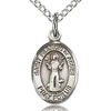 Sterling Silver 1/2in Oval St Francis Charm & 18in Chain