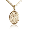Gold Filled 1/2in St Genevieve Charm & 18in Chain