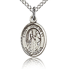 Sterling Silver 1/2in St Genevieve Charm & 18in Chain