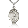 Sterling Silver 1/2in St Joan of Arc Charm & 18in Chain