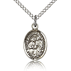 Sterling Silver 1/2in St Cosmas and Damian Charm & 18in Chain