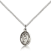 Sterling Silver 1/2in Our Lady of Fatima Medal Charm & 18in Chain