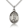Sterling Silver 1/2in St Victor Charm & 18in Chain