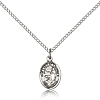 Sterling Silver 1/2in Our Lady of Lourdes Charm & 18in Chain