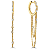 14k Yellow Gold .82 ct Diamond Chain Bezel Station Hoop Earrings