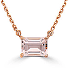 14k Rose Gold .88 ct Emerald-cut Pink Morganite Solitaire Necklace