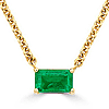 14k Yellow Gold .34 ct Emerad-cut Emerald Solitaire Necklace
