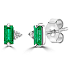 14k White Gold 0.33 ct tw Emerald Stud Earrings With Diamond Accents
