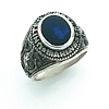 Sterling Silver U.S. Marine Corps Ring with Blue Stone