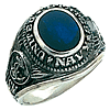 Sterling Silver Antiqued U.S. Navy Ring with Blue Stone