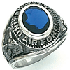 Sterling Silver Antiqued U.S. Air Force Ring with Blue Stone