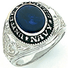 Sterling Silver U.S. Navy Ring with Blue Stone