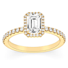 Halo 1.37 ct tw Emerald-cut Lab Grown Diamond Engagement Ring F / VS1 in 14k Yellow Gold