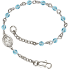 Silver-plated Brass Kids' Miraculous Medal Aquamarine Crystal Bracelet