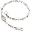 Silver-plated Brass Kids' Miraculous Medal Clear Crystal Bracelet