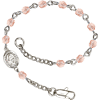 Silver-plated Brass Kids' Miraculous Medal Pink Crystal Bracelet