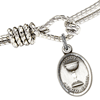 Sterling Silver Holy Communion Charm on 7 1/4in Brass Bangle Bracelet