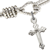 Sterling Silver Budded Cross Charm on 7 1/4in Brass Bangle Bracelet