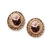 Rose-tone Rose Flower Decal Button Post Earrings