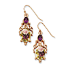 Rose-tone Dark Purple Crystal Floral Decal Drop Earrings