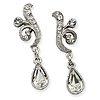 Silver-tone Swarovski Crystal Teardrop Post Earrings