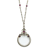 Pewter-tone Blue Dark Purple Crystal Magnifying Glass 30in Necklace