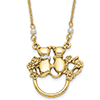 Gold-tone Cats with Cultura Glass Pearls Eyeglass Holder 28in Necklace