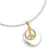 Silver-tone with Gold-tone and Crystal Peace Symbol 17in Choker