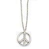Silver-tone Crystal Peace Symbol 16in Necklace