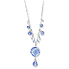 Silver-tone Light Blue Crystal Drop 16in Necklace
