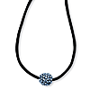 Black-plated Blue Crystal Fireball on 16in Satin Cord Necklace
