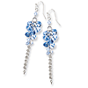 Silver-tone Blue Crystal Bead Cluster Drop Earrings