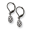 Black-plated Clear Crystal Fireball Leverback Earrings