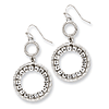 Silver-tone Clear Crystal Circle Drop Earrings