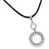 Silver-tone Clear Crystal Circle on 16in Satin Cord Necklace