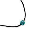 Black-plated Teal Crystal Fireball on 16in Satin Cord Necklace