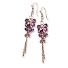 Brass-tone Purple Crystal Cluster Dangle Earrings