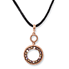 Copper-tone Purple Pink and Colorado Crystal Circle 16in Necklace