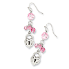 Silver-tone Heart and Lock with Pink Crystals Earrings
