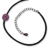 Black-plated Purple Crystal Fireball on 16in Satin Cord Necklace