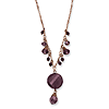 Rose-tone Dark Red Crystal Drop 16in Necklace
