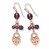 Copper-tone Heart and Lock with Purple Crystals Earrings