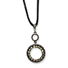 Black-plated Smokey Crystal 16in Satin Cord Necklace