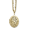 Brass-tone Oval Locket on 16in Double Chain Necklace