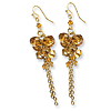 Gold-tone Dark Colorado Crystal Dangle Earrings