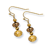 Brass-tone Light Colorado and Brown Crystal Dangle Earrings