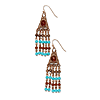 Copper-tone Aqua and Brown Acrylic Bead Dangle Drop Earrings
